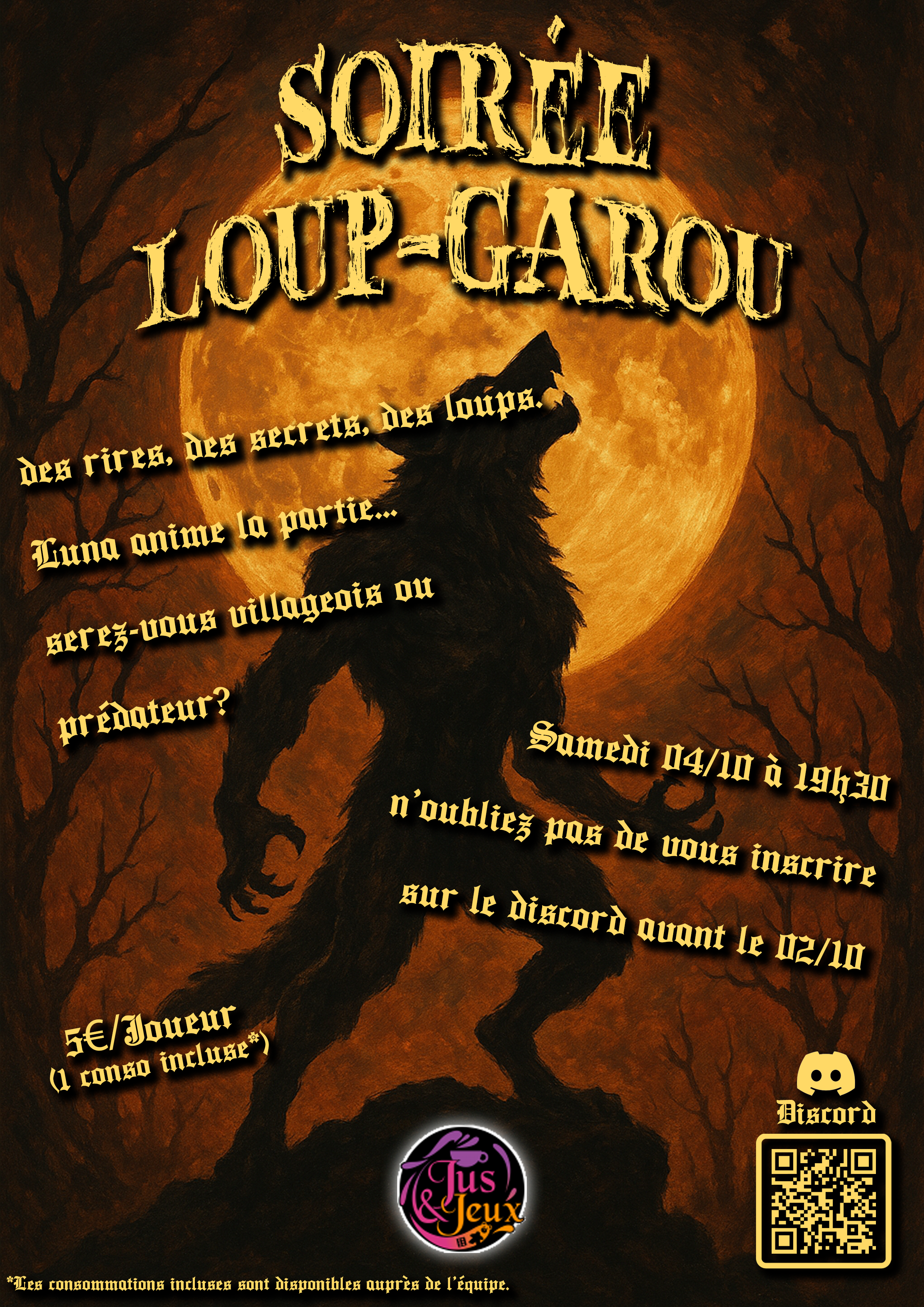 Affiche de soirée Loup garou